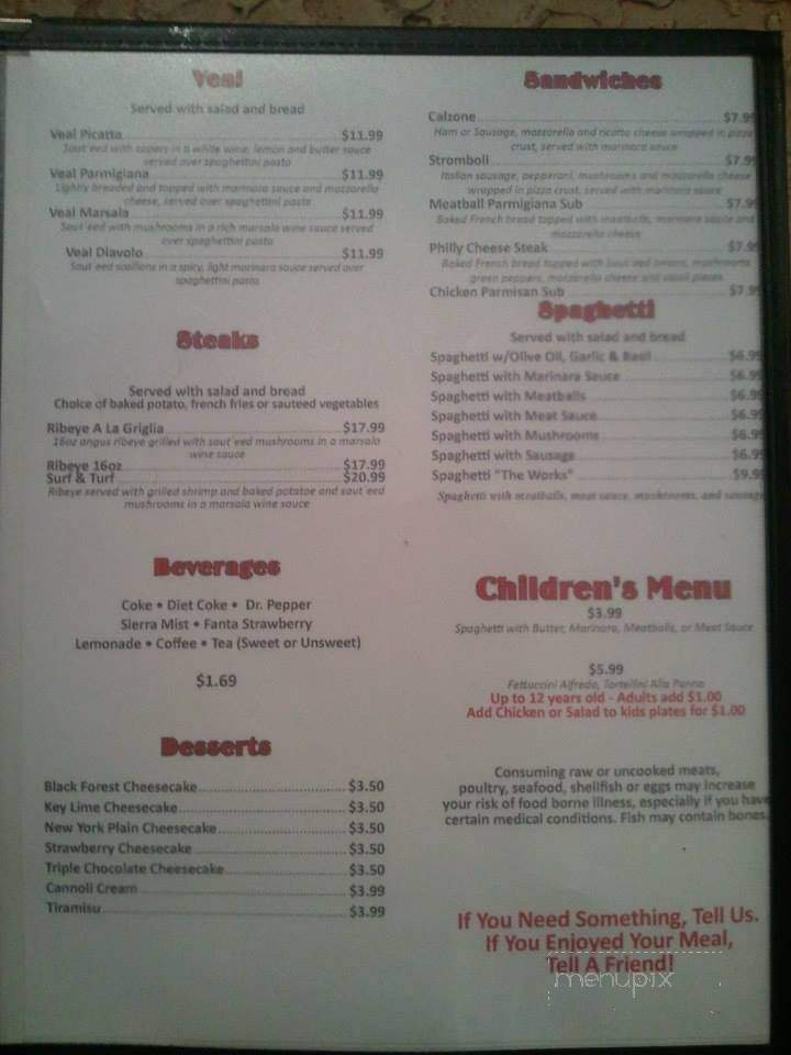 Roma Italian Restaurant - Hugo, OK menu_pic