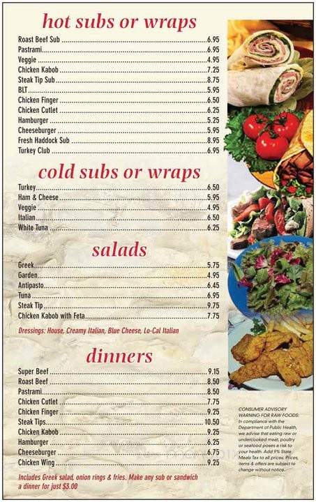 Minos Roast Beef & Seafood - Durham, NH menu_pic