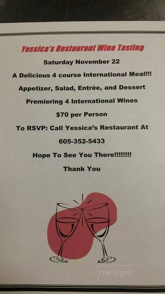 Yessica's Restaurant - Huron, SD menu_pic
