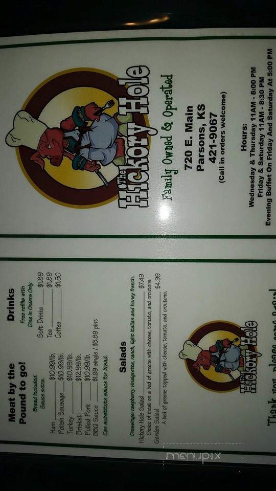 The Hickory Hole - Parsons, KS menu_pic