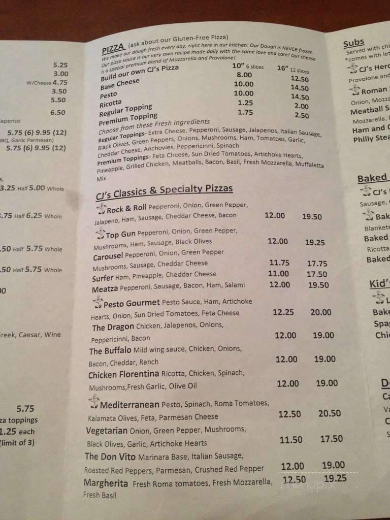 CJ's Pizza - Columbus, MS menu_pic