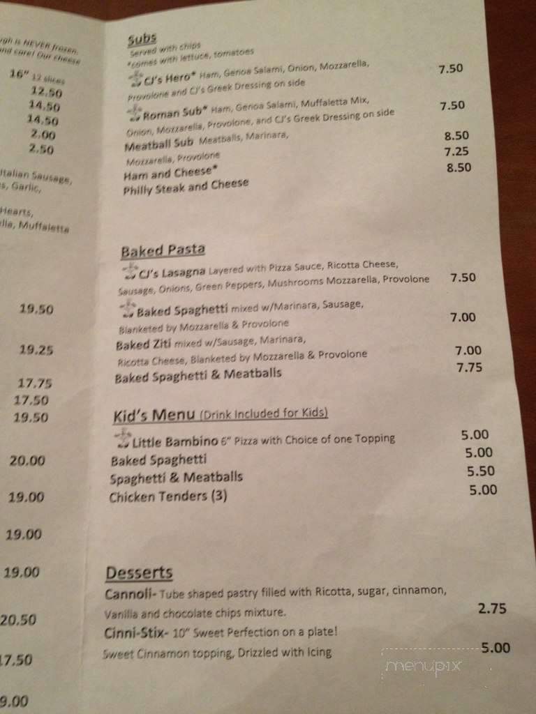CJ's Pizza - Columbus, MS menu_pic