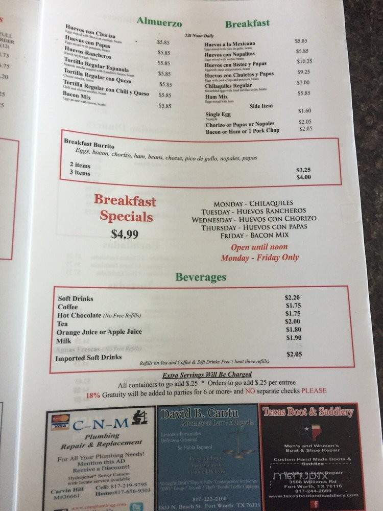 Chuy's Mexican Restaurant - Richland Hills, TX menu_pic