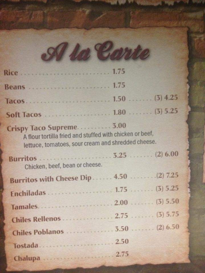 El Pueblito - Summerville, GA menu_pic