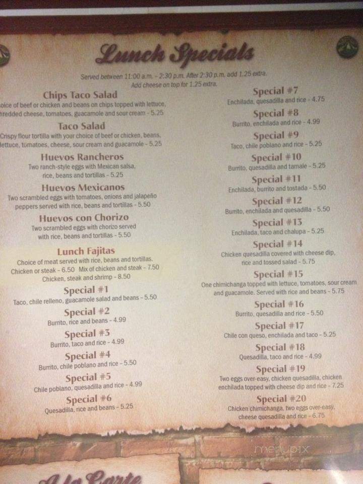 El Pueblito - Summerville, GA menu_pic