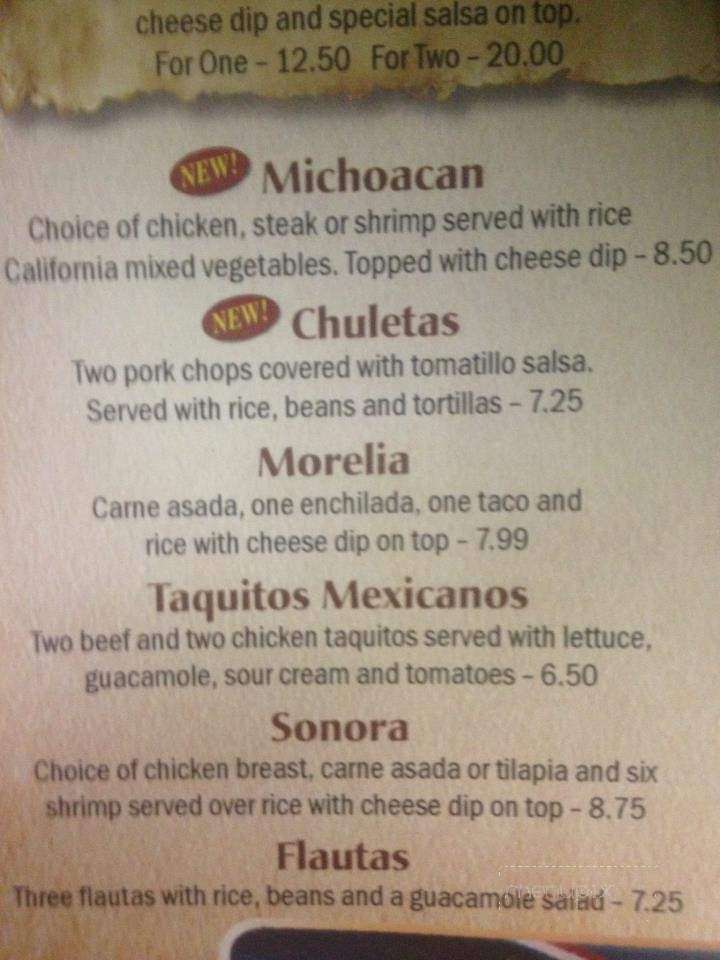 El Pueblito - Summerville, GA menu_pic