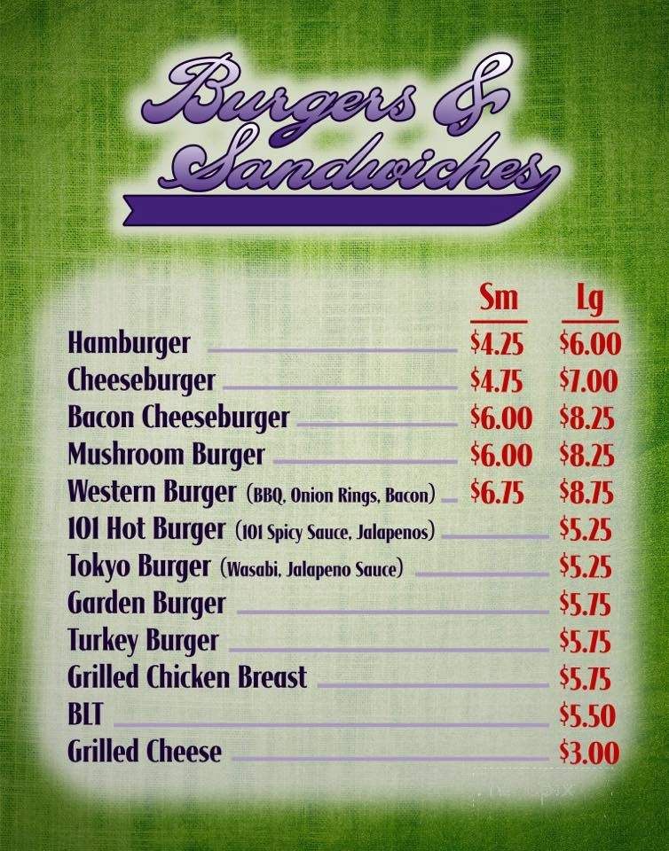 101 Donuts and Burgers - Willits, CA menu_pic