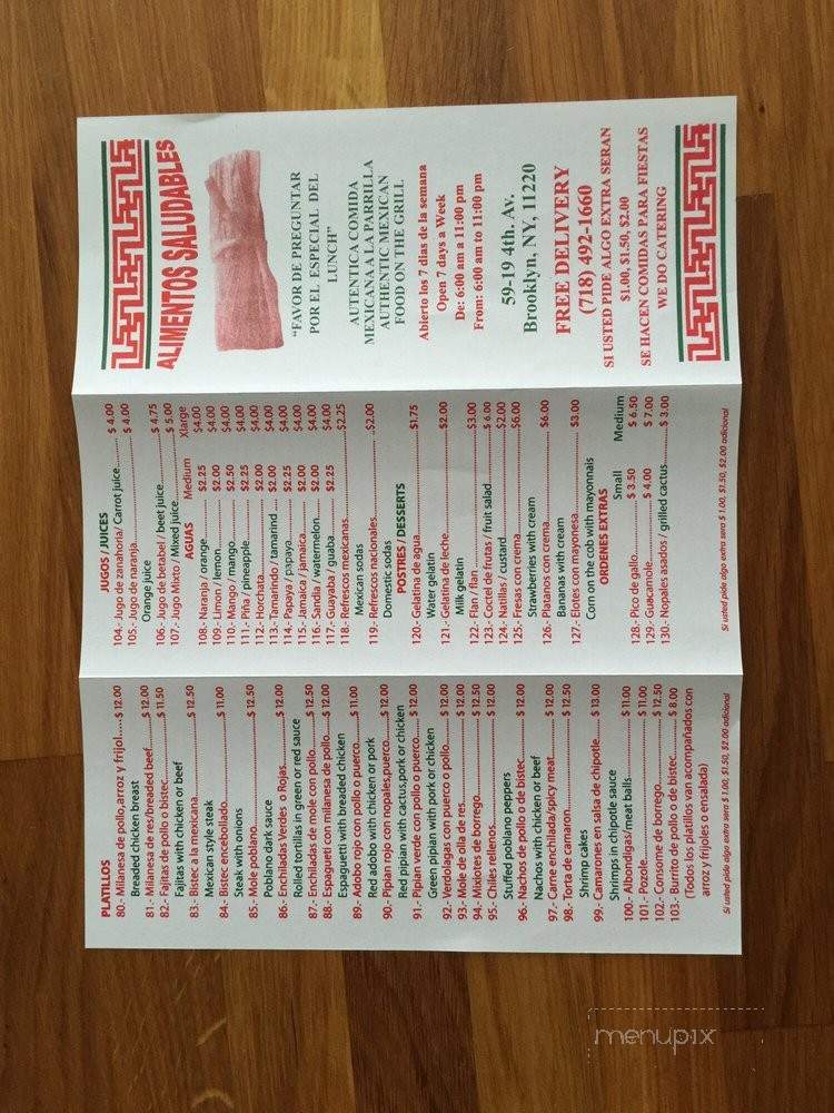 Alimentos Saludables - Brooklyn, NY menu_pic