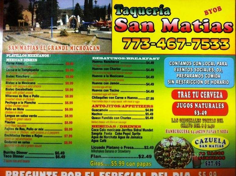 Taqueria San Matias - Chicago, IL menu_pic