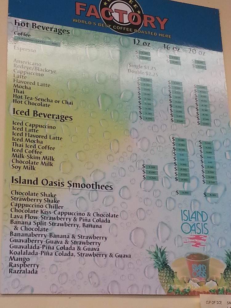 Coffee Factory - Honolulu, HI menu_pic