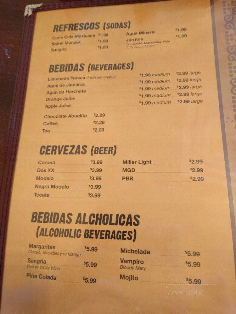 Restaurante El Sol - Woodstock, IL menu_pic
