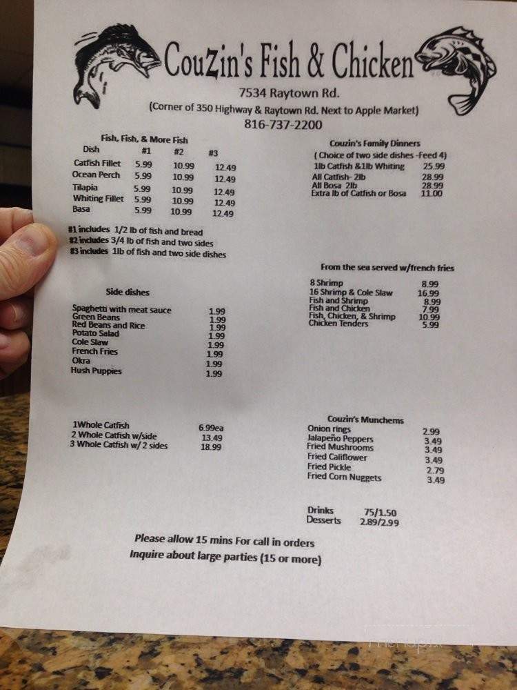 Couzin's Fish and Chicken - Raytown, MO menu_pic