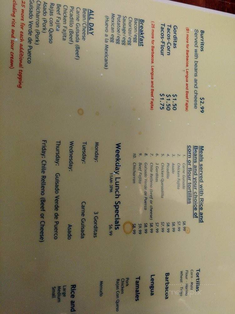 Tortilleria La Popular - Arlington, TX menu_pic