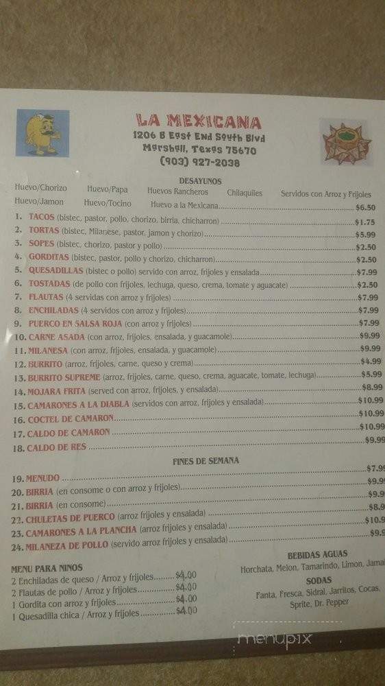 La Mexicana Taqueria - Marshall, TX menu_pic