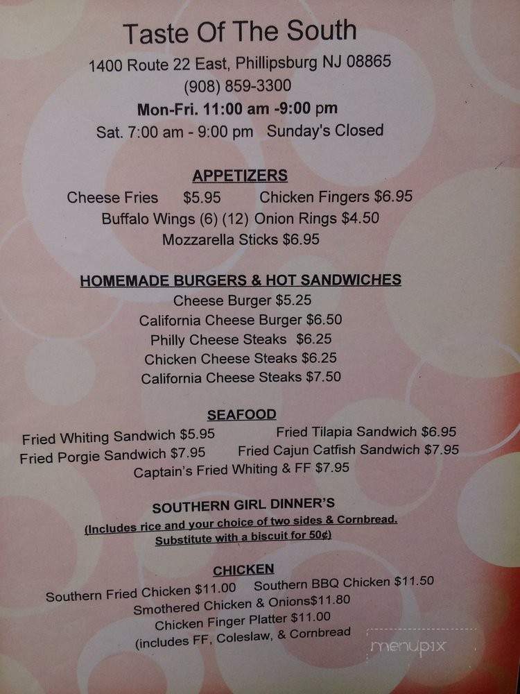 Taste Of The South - Phillipsburg, NJ menu_pic
