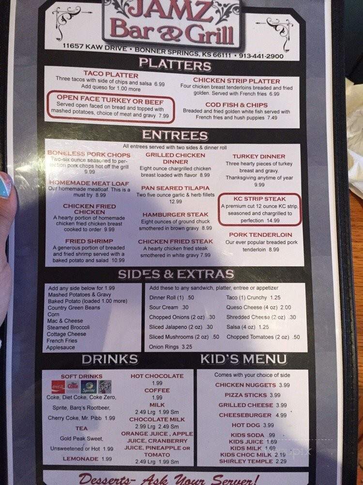 Jamz Bar & Grille - Bonner Springs, KS menu_pic