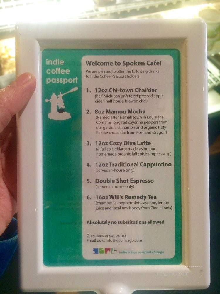 Spoken Cafe - Chicago, IL menu_pic