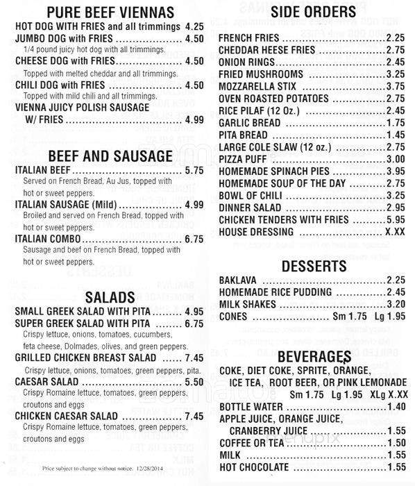 Mr. Zee's - Chicago, IL menu_pic