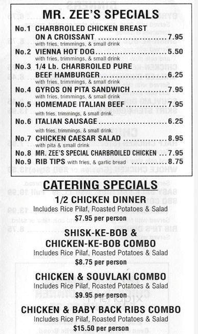 Mr. Zee's - Chicago, IL menu_pic