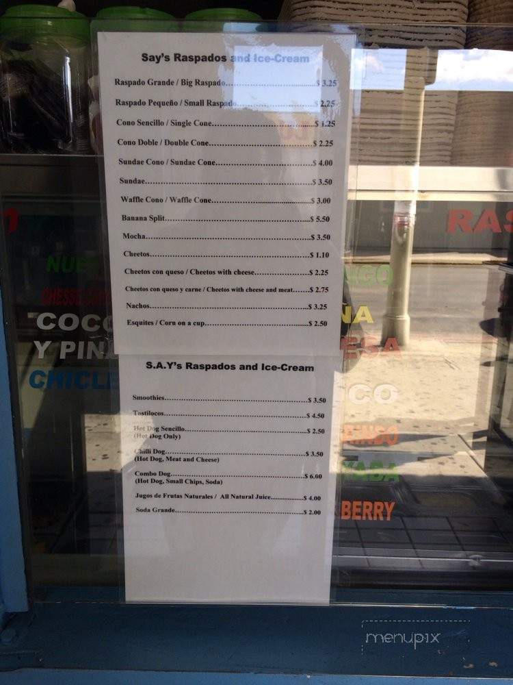 SAY's Raspados de Frutas Naturales - Los Angeles, CA menu_pic