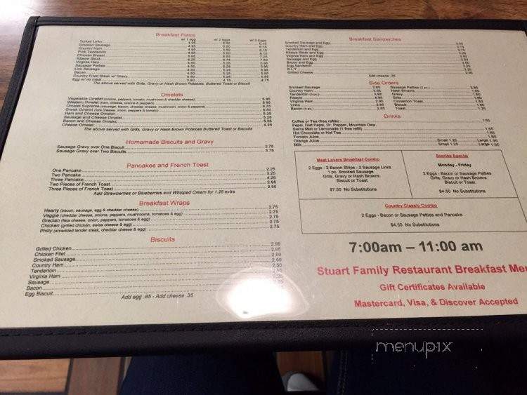 Stuart Family Restaurant - Stuart, VA menu_pic