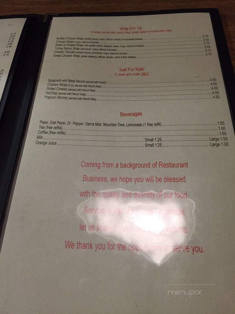 Stuart Family Restaurant - Stuart, VA menu_pic