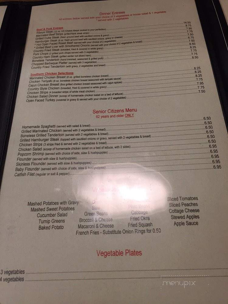Stuart Family Restaurant - Stuart, VA menu_pic