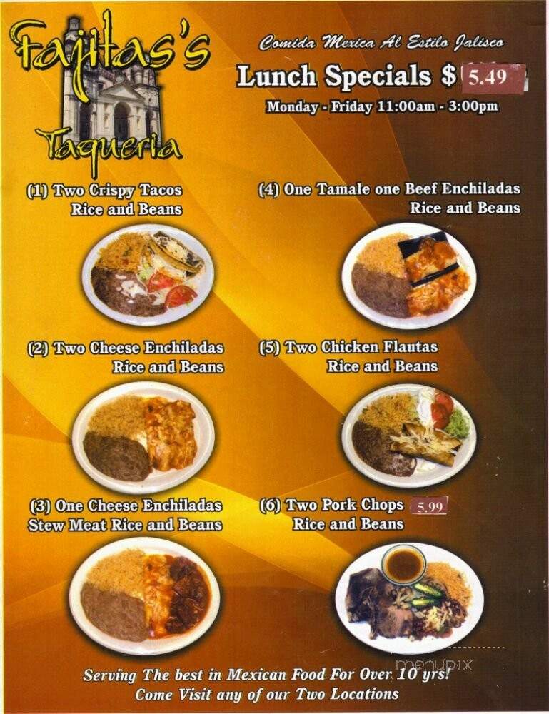 /250124569/Fajitas-Taqueria-Menu-Channelview-TX - Channelview, TX