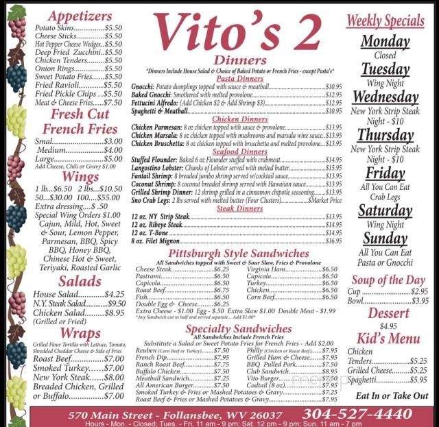 Vito's 2 - Follansbee, WV menu_pic