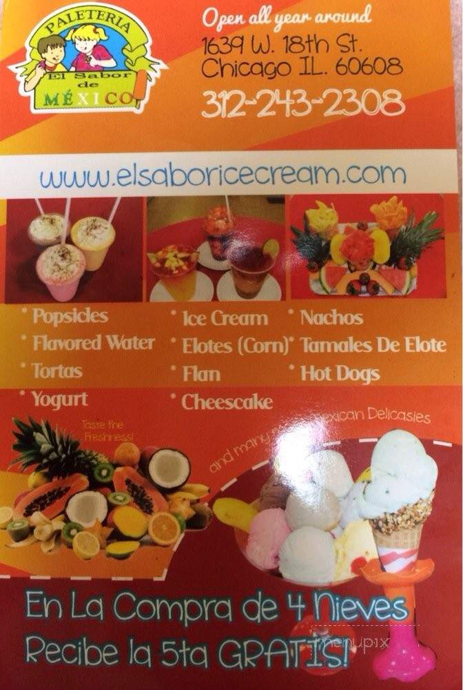 Paleteria El Sabor - Chicago, IL menu_pic