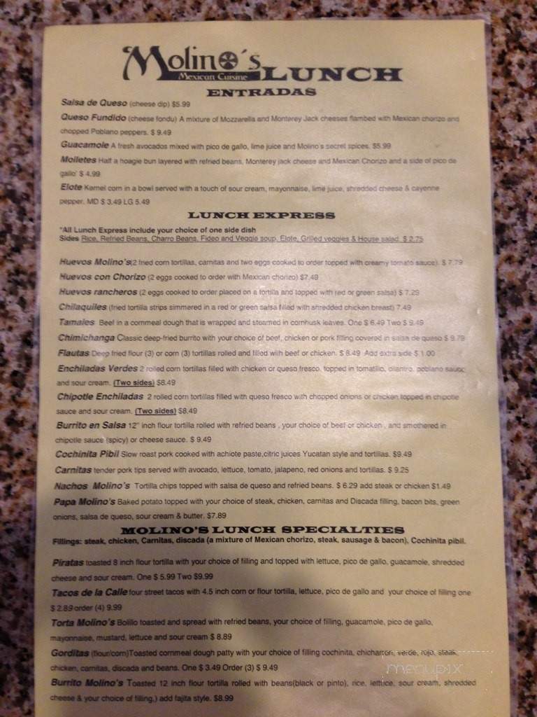 Molinos Mexican Cuisine - Wichita, KS menu_pic