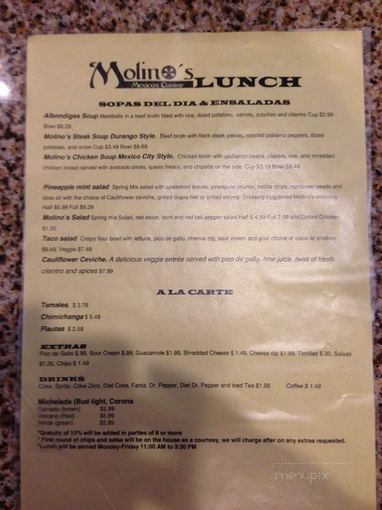 Molinos Mexican Cuisine - Wichita, KS menu_pic