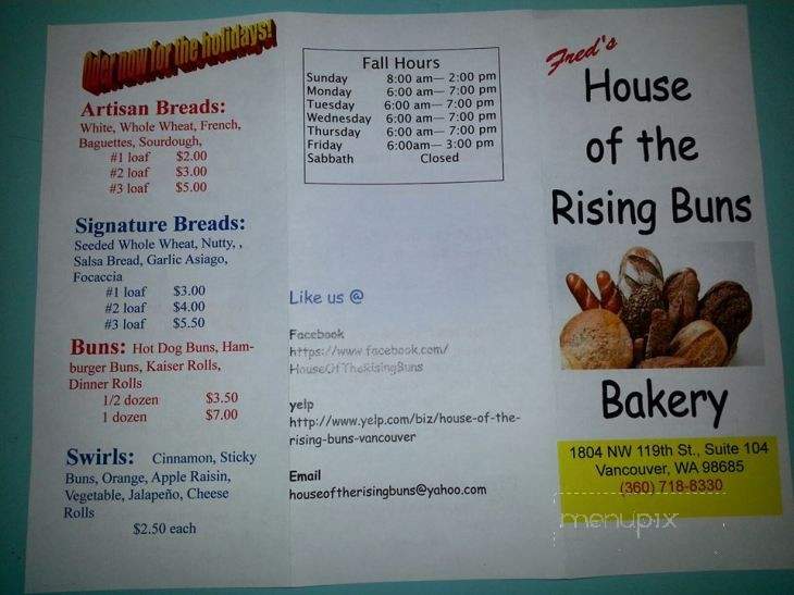 House of the Rising Buns - Vancouver, WA menu_pic