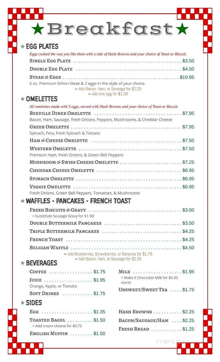 Beeville Diner - Beeville, TX menu_pic