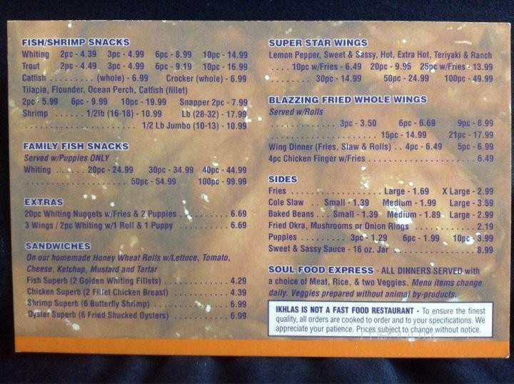 Ikhlas Superb Seafood - Atlanta, GA menu_pic