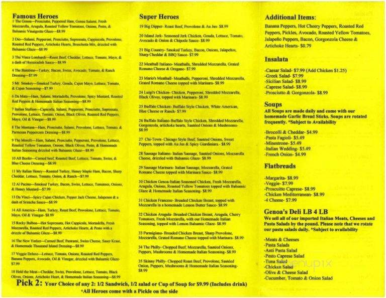 Genoa's Heroes - Orlando, FL menu_pic