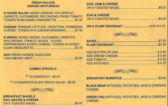 R Caffe - San Francisco, CA menu_pic