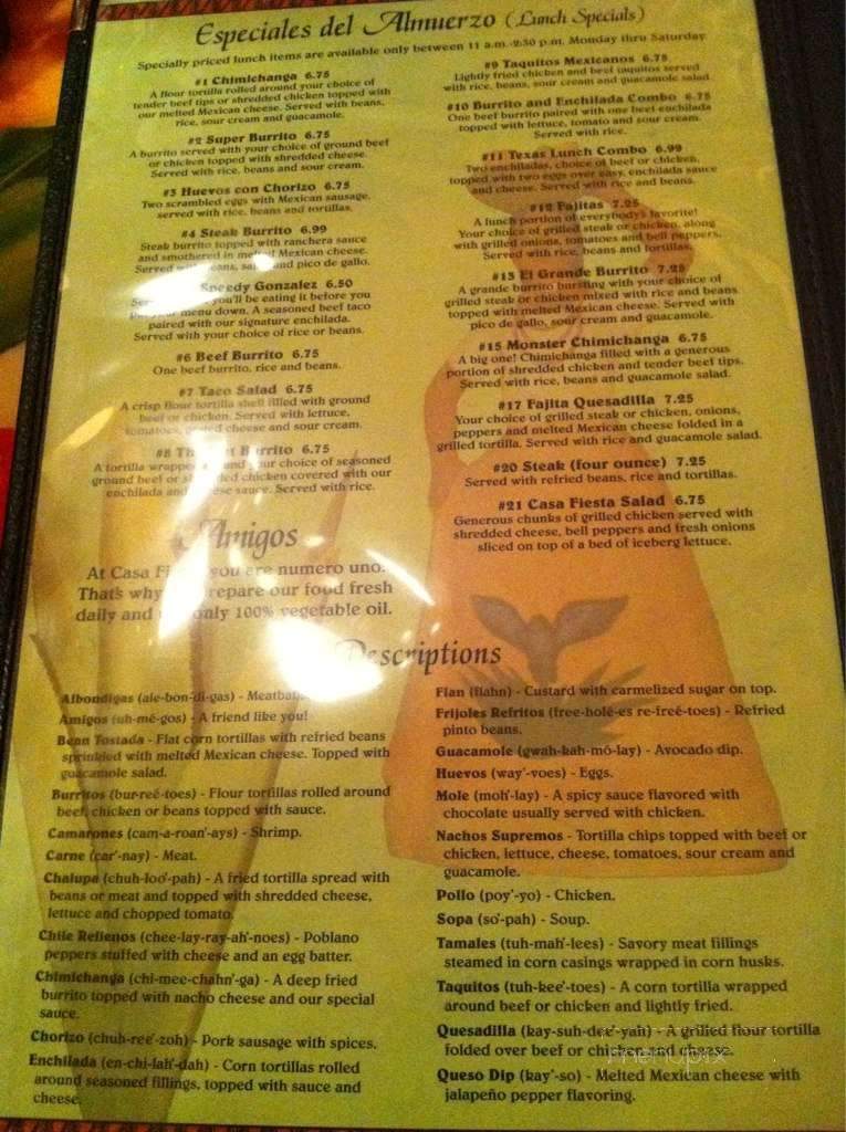 Casa Fiesta - Findlay, OH menu_pic
