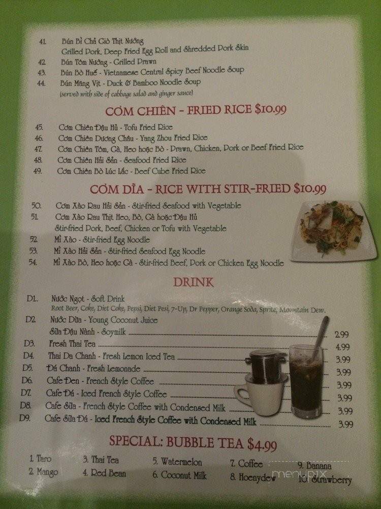 Pho Hoang Yen - Lynnwood, WA menu_pic