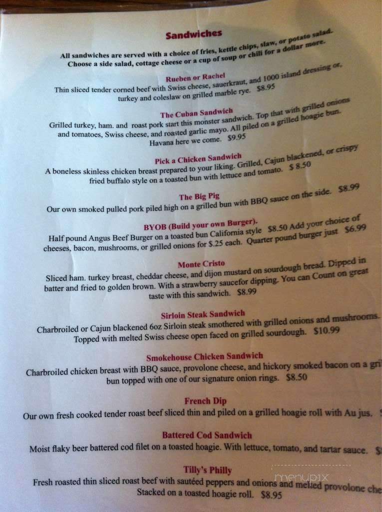 Tilly's Tavern - Oronoco, MN menu_pic