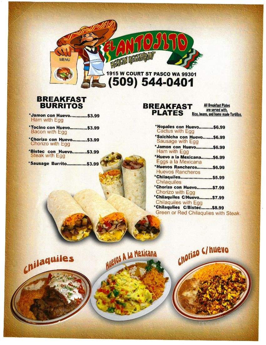 El Antojito Mexican Restaurant - Pasco, WA menu_pic