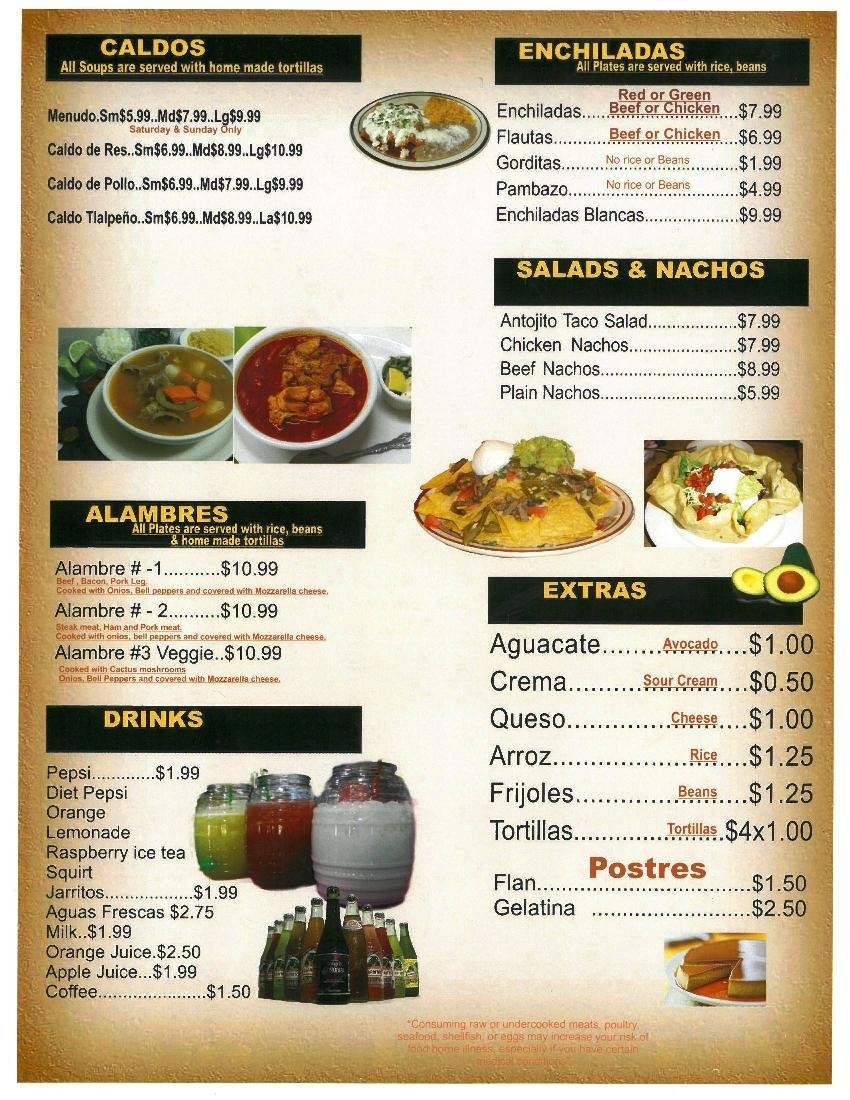 El Antojito Mexican Restaurant - Pasco, WA menu_pic