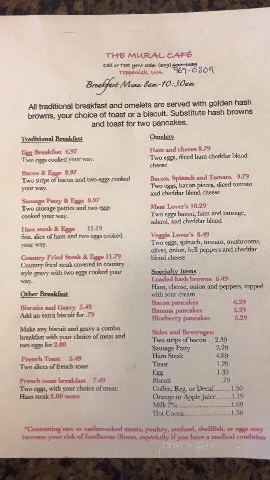 The Mural Cafe - Toppenish, WA menu_pic