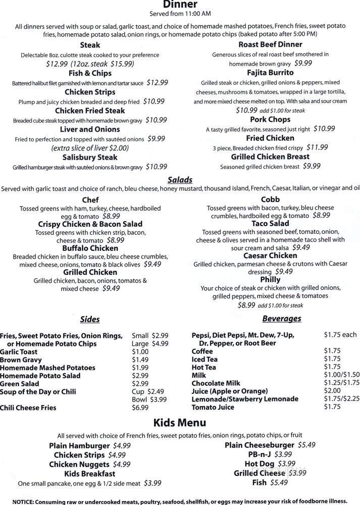 KC Diner - Kittitas, WA menu_pic
