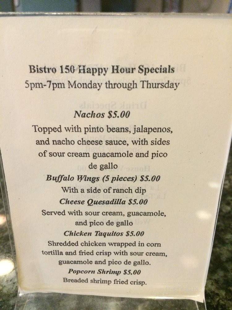 150 Bistro Restaurant Bar & Grill - Oakland, CA menu_pic