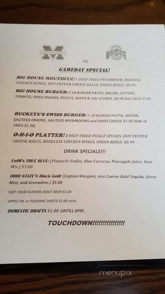 Captain Chuck's Sandbar & Grill - Addison, MI menu_pic