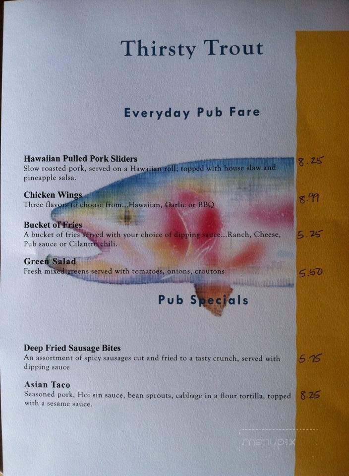 Thirsty Trout Pub - Chester, CA menu_pic
