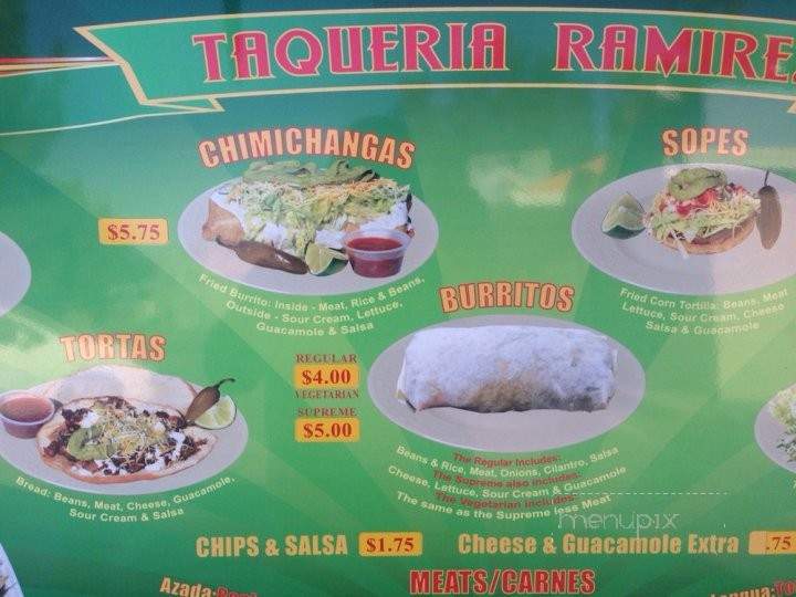 Taqueria Ramirez - Chico, CA menu_pic