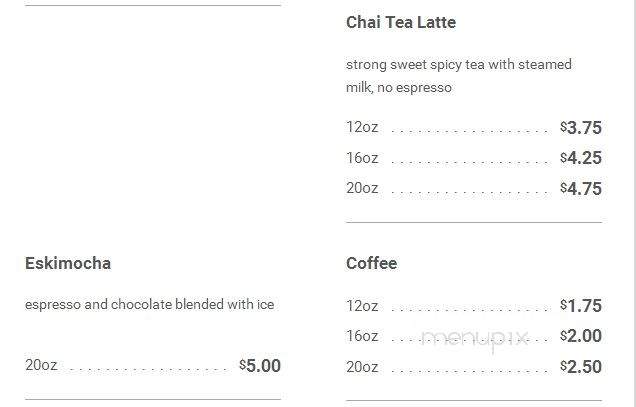 Coffee Dock - Gold Beach, OR menu_pic