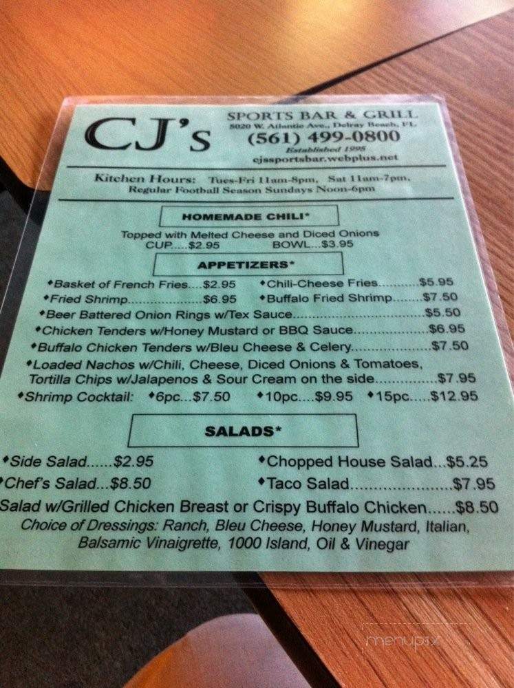 CJ's Sports Bar & Grill - Delray Beach, FL menu_pic
